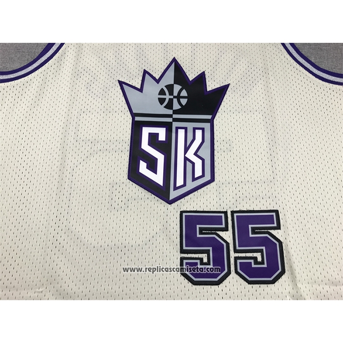 Camiseta Sacramento Kings Jason Williams #55 Mitchell & Ness Chainstitch Crema